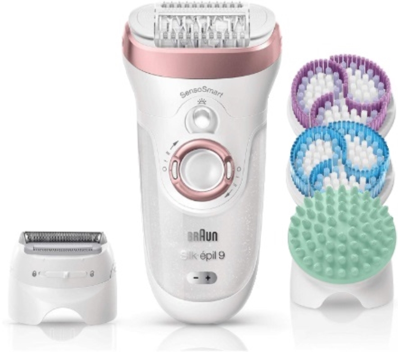 BRAUN Silk épil 9 (9990) SkinSpa epilatore Braun wet & dry 40 pinzette bianco e rosa + 13 accessori